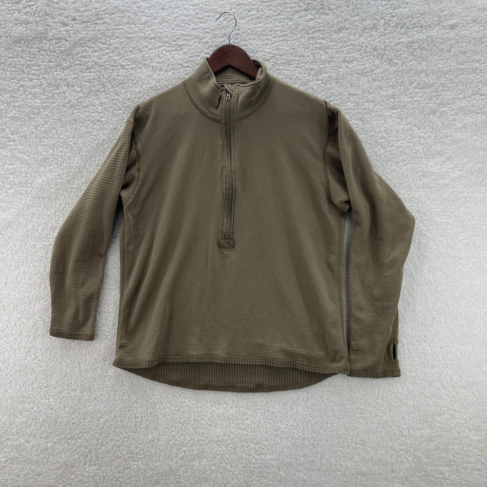 Army Grid Fleece Jacket Medium Long Green Gen III Mid Weight Cold Weather Shirt